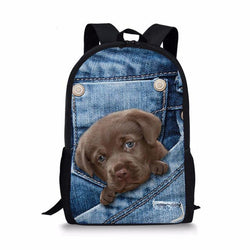 Denim Cat - Primary School Bag - School Bag Print