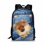 Denim Cat - Primary School Bag - School Bag Print