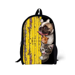 Cute Pet Dog Cat - Primary School Bag - School Bag Print